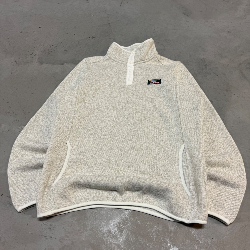 Cream LL Bean Quarter Button Up‎ Fleece